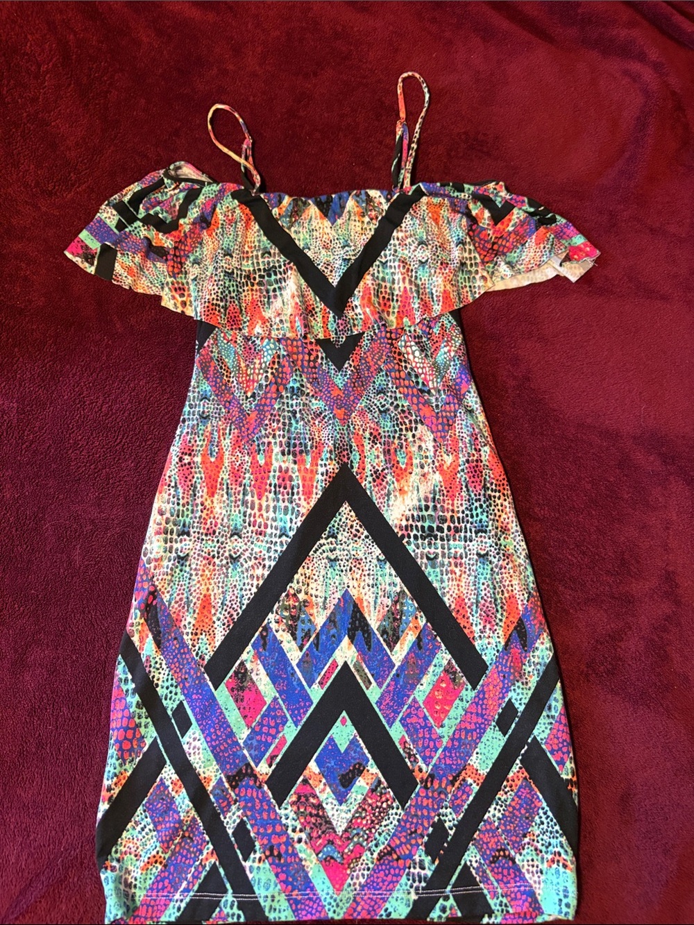 Tart Multicolor One-Shoulder Geometric Print Dress